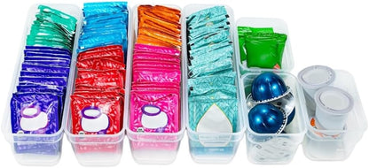 Best Kept 6 Bin Pack, Long Home Organizer Storage Boxes with Lids, Translucent Clear