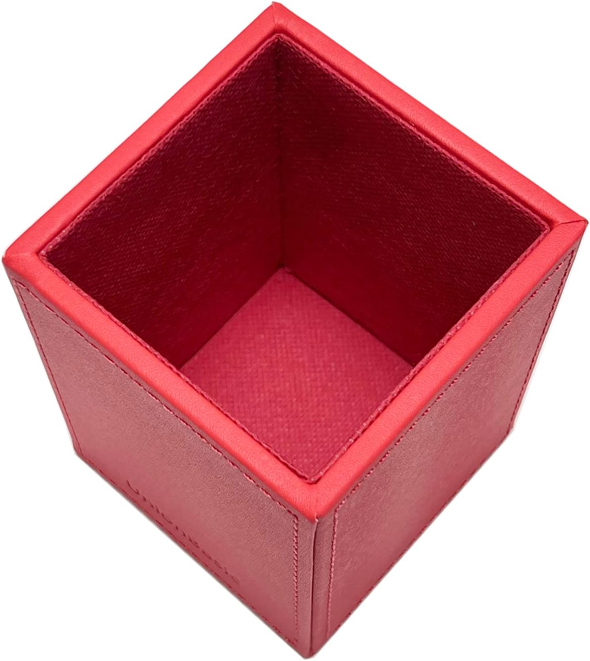 UnionBasic Square Pen Holder, Leather Pencil Cup, Desktop Caddy Stationery Organizer, Beige