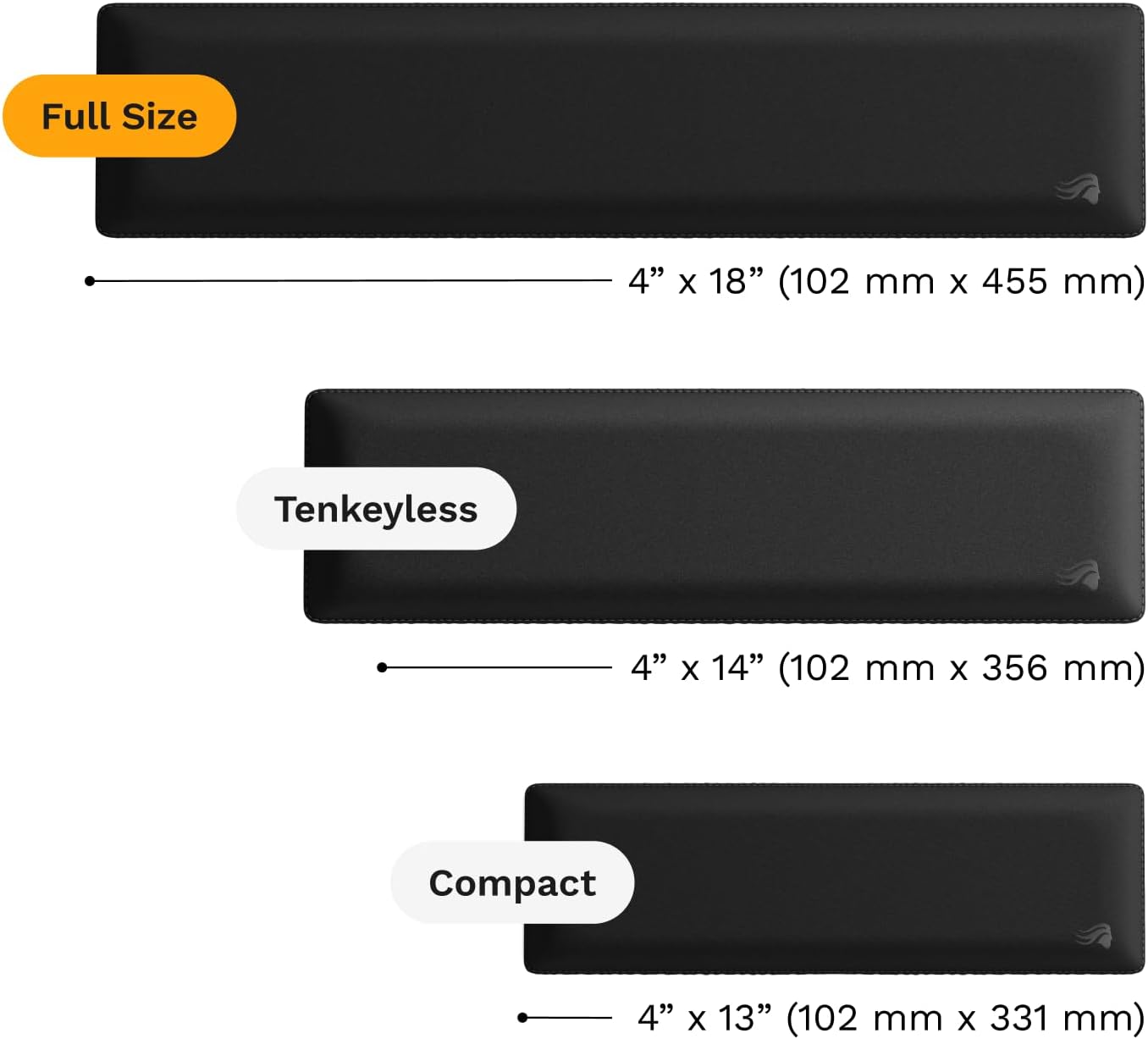 Glorious Wrist Pad/Rest - Compact - Black - Mechanical Keyboards, Stitched Edges, Ergonomic | 12x4 inches | 25mm/1in Thick (GWR-75) Compact (Black)