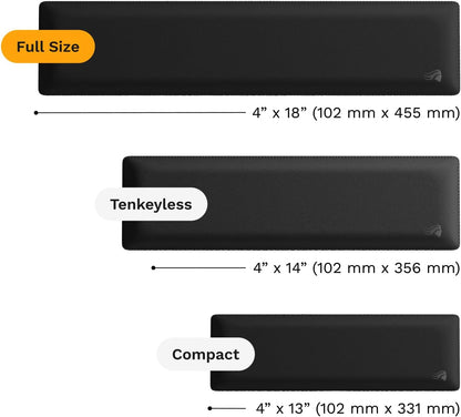 Glorious Wrist Pad/Rest - Compact - Black - Mechanical Keyboards, Stitched Edges, Ergonomic | 12x4 inches | 25mm/1in Thick (GWR-75) Compact (Black)