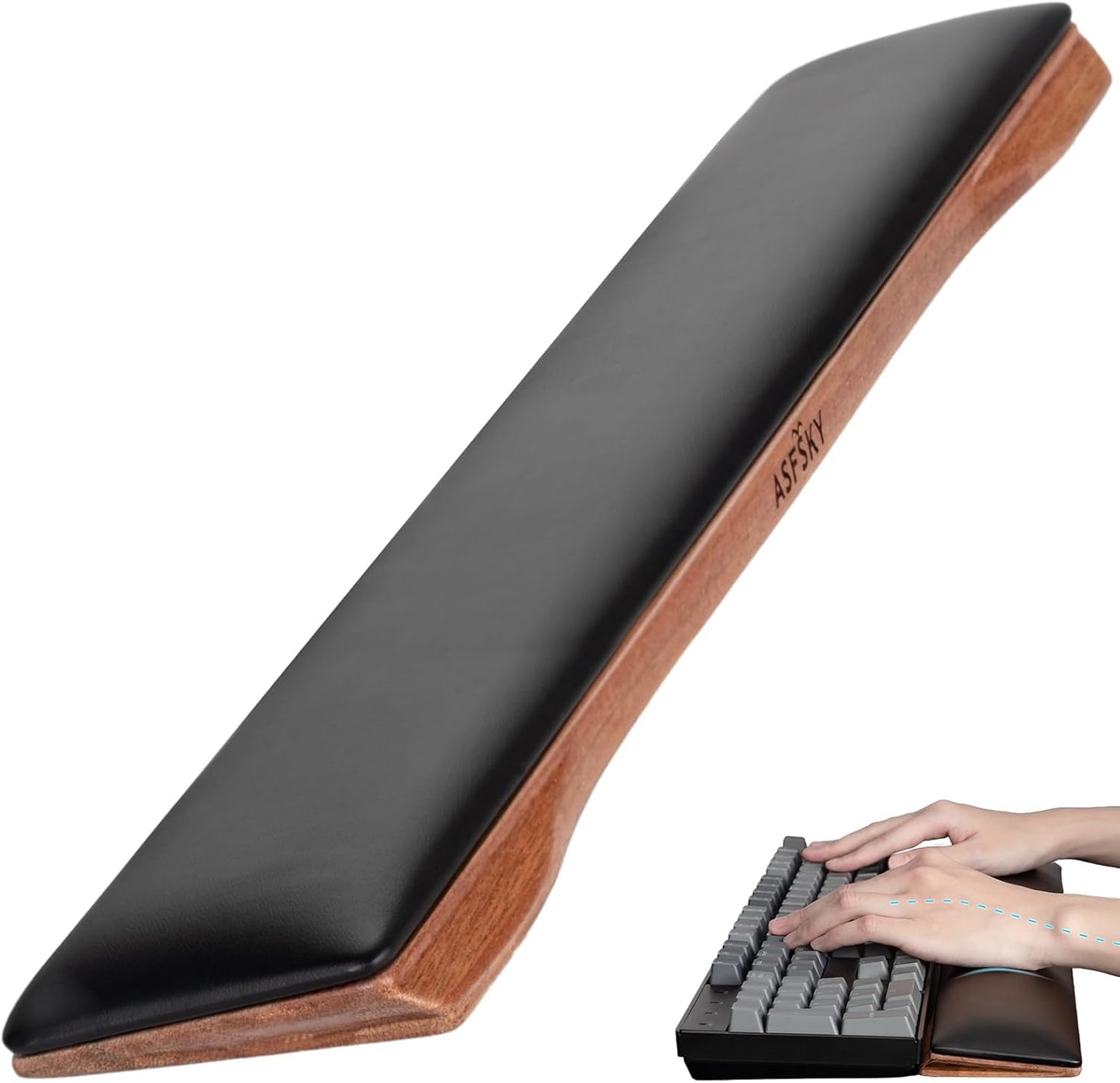 PU Leather Keyboard Wrist Rest, Ergonomic Memory Foam Wrist Support for Pain Relief, Waterproof & Easy to Clean Hand Rest Pad for Office, Gaming & Mechanical Keyboards (Classic Black)