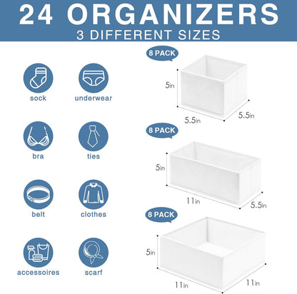 Criusia Drawer Organizer Clothes 12 Pack, Dresser Organizer for Nursery Bedroom Closet Organization and Storage - Baby Clothes Organizer Bins - Drawer Divider for Sock Underwear Bra Ties (Grey)