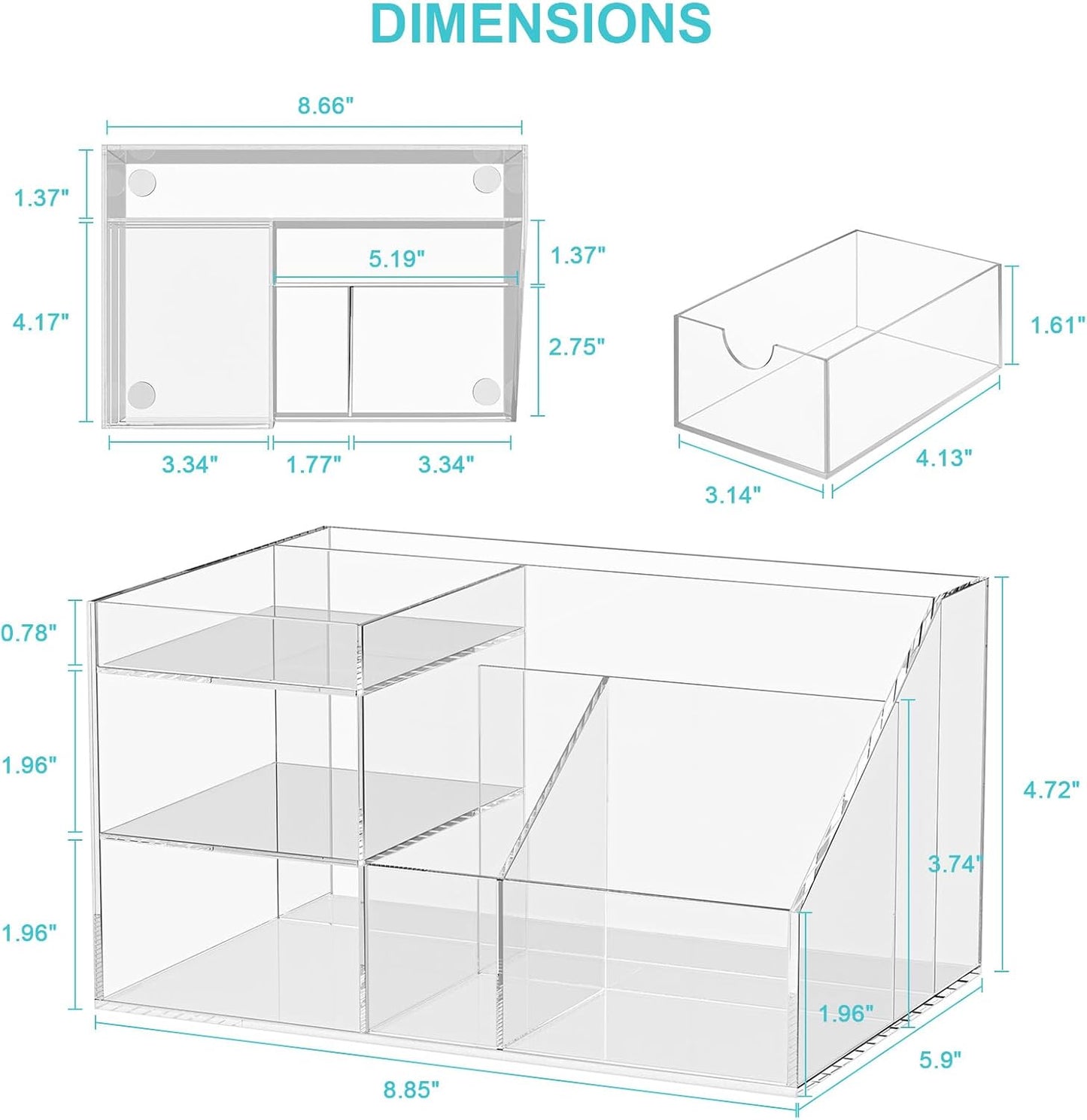VITVITI Acrylic Desk Organizer, Upgraded Clear Pencil Organizer for Desk, 7 Compartments Stationary Pen Organizer Storage with Drawer, for Office Supply, 500+ Pencils Capacity