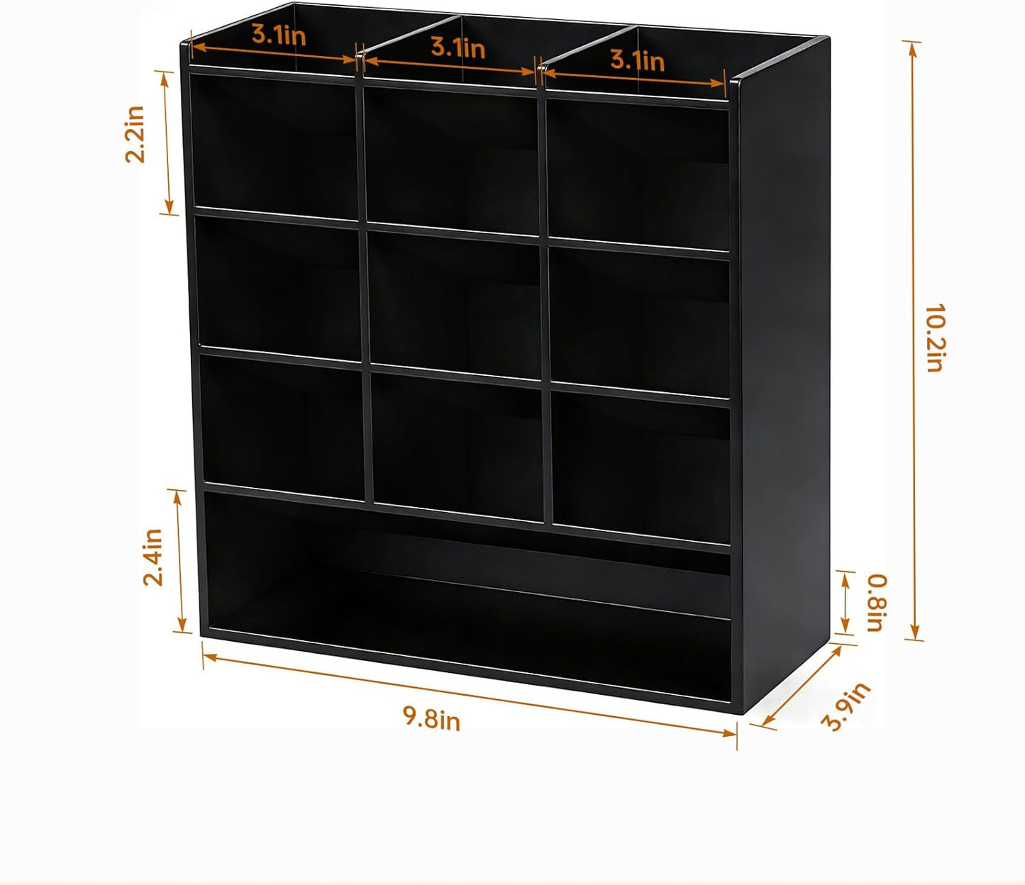 BEYGORM Acrylic Vertical Marker Organizer for 150 Markers with 13 Compartments, Clear Angled Pen & Pencil Holder, Large Desk Stationery & Art Supply Storage for Office & School (10.2 x 9.8 x 4 Inch)