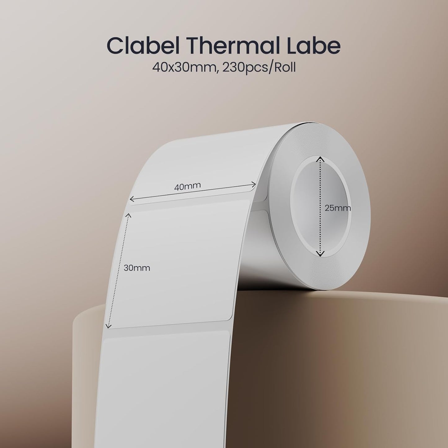 Clabel Printable White Cable Labels 6 Rolls of Thermal Self-Adhesive Paper Labels Tape, 25x78mm (1"x3") 100 Sheets Per Roll, Black Print on White Sticker Tags Durable