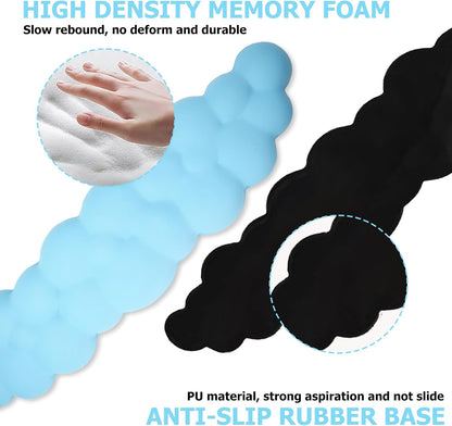 Ergonomic Keyboard Wrist Rest, PU Leather Memory Foam Cloud Wrist Rest for Computer Keyboard, Mouse Wrist Rest and Keyboard Pad for Gaming, Office, Computer, Laptop, Typing Pain Relief, Pastel Pink