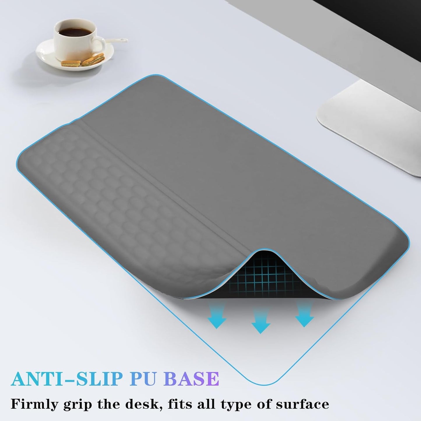 Computer Keyboard Stand with Wrist Rest, Ergonomic Tilted Keyboard Holder - Keyboard Riser with Wrist Pad - Keyboard Tray Support for Office Home - Black