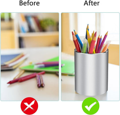 Pen holder, aluminum alloy waterproof pen holder, desktop simple and modern minimalist, multifunctional office supplies for families, kids and schools (blue)
