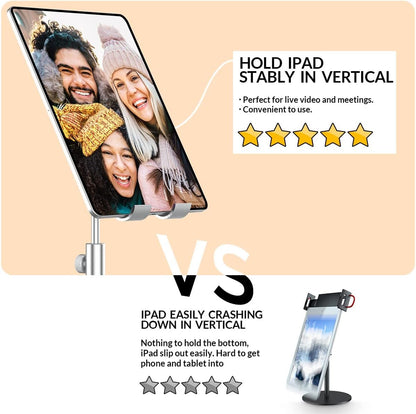 AICase Telescopic Adjustable iPad Holder,Universal Multi Angle Aluminum Stand Compatible with iPhone Smart Cell Phone/Tablet/iPad(4-13 inch), Silver