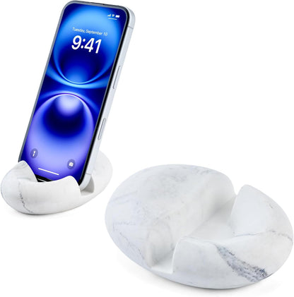 Artificial Stone Cell Phone Stand for Desk Handcraft Pebble Shape Minimalist Decor for Desk Kitchen Counter Office Easy of Use Sturdy and Stable(Beige Yellow)