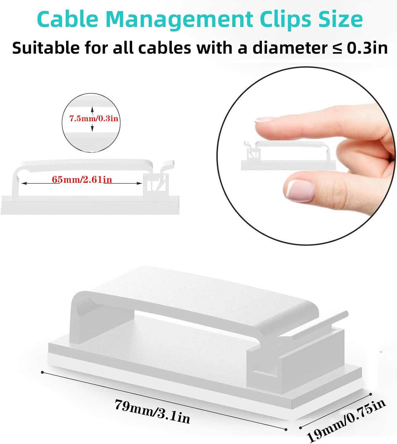 for Desk Under Table Wire Management Adhesive Cable Clips 49Pcs(Black).Used for Computer pc,tv,ethernet Wires Cable Management on Large Cable Hooks Organizer Clips (Black, Large：29PCS)