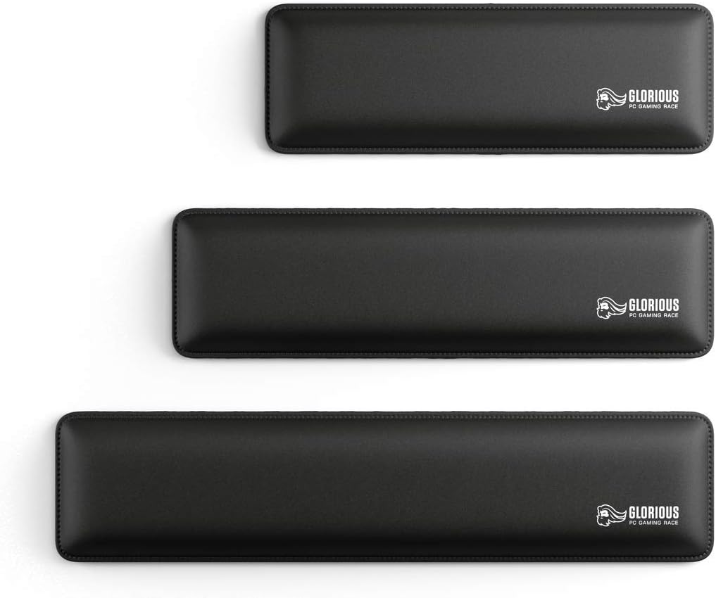Glorious Wrist Pad/Rest - Compact - Black - Mechanical Keyboards, Stitched Edges, Ergonomic | 12x4 inches | 25mm/1in Thick (GWR-75) Compact (Black)