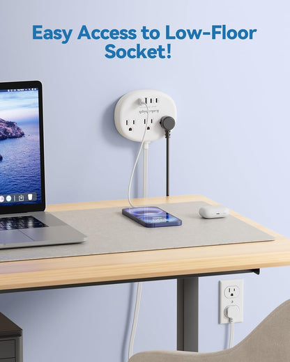 Pink Extension Cord with Surge Protected 1080J - 5 FT Kawaii Power Strip, 1625W Cute Extension Cord with 3 AC Outlet 4 USB (24W/4.8A), Compact for Cute Pink Kawaii Desk Home Essentials