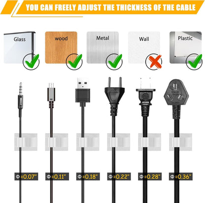 Viaky 30 Pcs Black Clips Self Adhesive Backed Nylon Wire Adjustable Cable Clips Adhesive Cable Management Drop Wire Holder