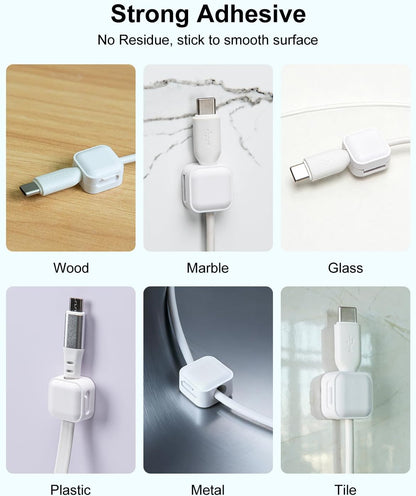 Art3d 8 Pack Magnetic Cable Clips, White Cable Management Accessories, Cord Smooth Adjustable & Adhesive Backing Cord Organizer for Office Home Organization, Desk, Wall, Nightstand, Phone, Car