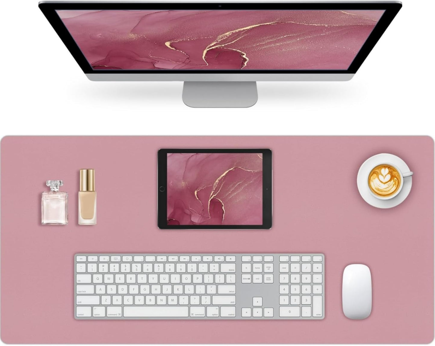 Mouse Pad and Keyboard Wrist Rest, 3-in-1 Large Keyboard and Mouse Pad Set, Ergonomic Wrist Rest for Computer Keyboards, Non-Slip Desk Mat Protector for Women (Purple Pink, 31.5" X 15.7")