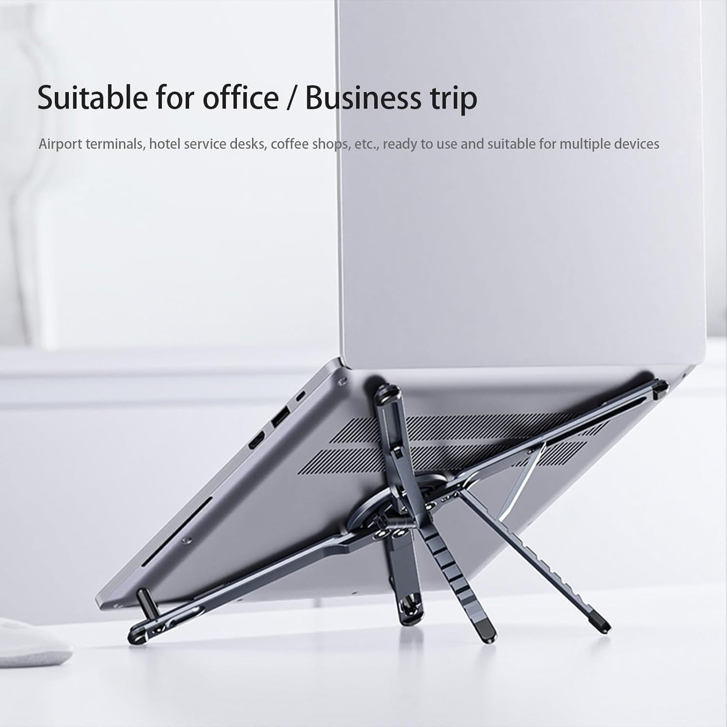 Multi-Device Magnetic Stand Compatible with Magsafe, Foldable Aluminum Alloy, 3-in-1 Laptop/Tablet/Phone Holder, Supports Handheld or Desktop Mode, Portable Travel Design, Gray