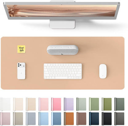 YSAGi Leather Desk Protector, Office Mat, Large Mouse Mat, Non-Slip PU Leather Blotter, Laptop Pad, Waterproof Writing Pad for Office and Home (Light Pink, 23.6" x 13.8") - Colors A