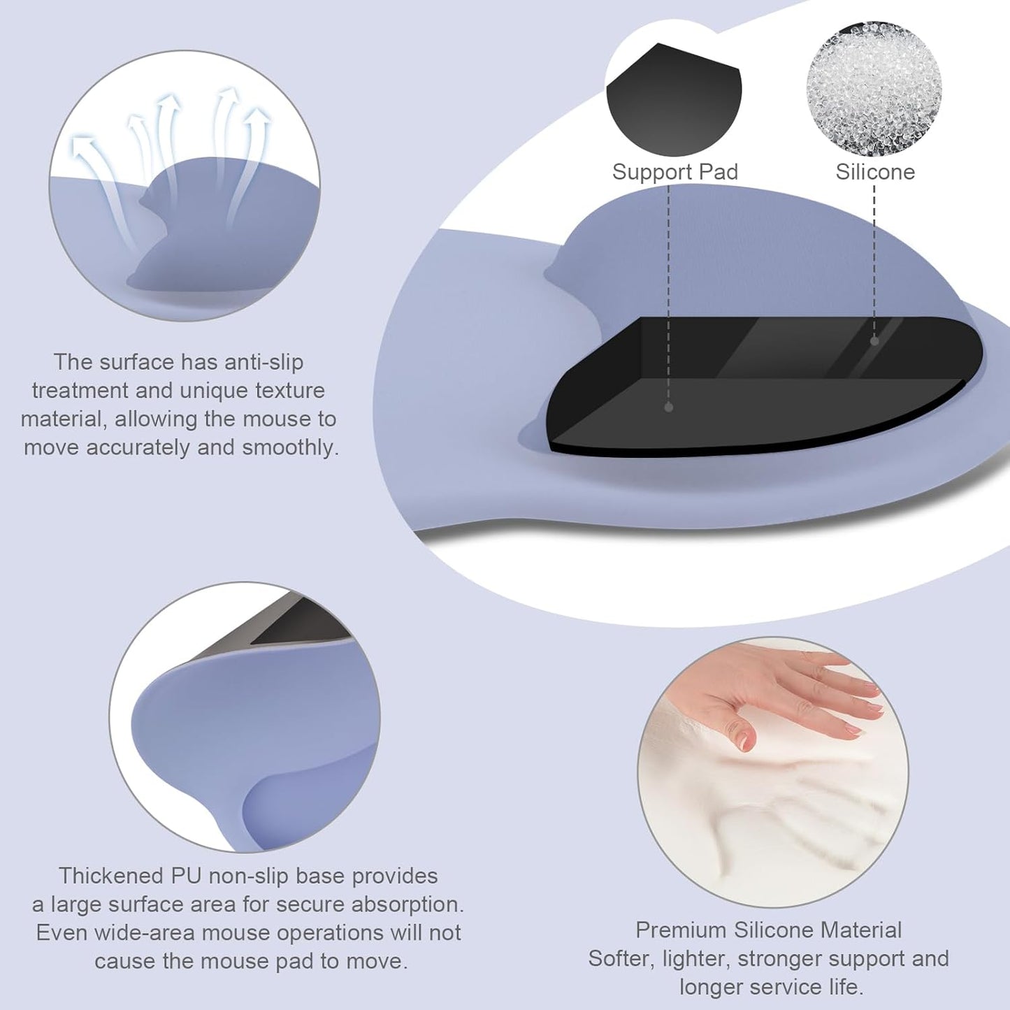 MOSISO Wrist Rest Support for Mouse Pad&Keyboard Set, Circle Curved Ergonomic Mousepad&Coaster Non-Slip Base Home/Office Pain Relief&Easy Typing Pad with Soft Cloth&Silicone Lining, Antique Green