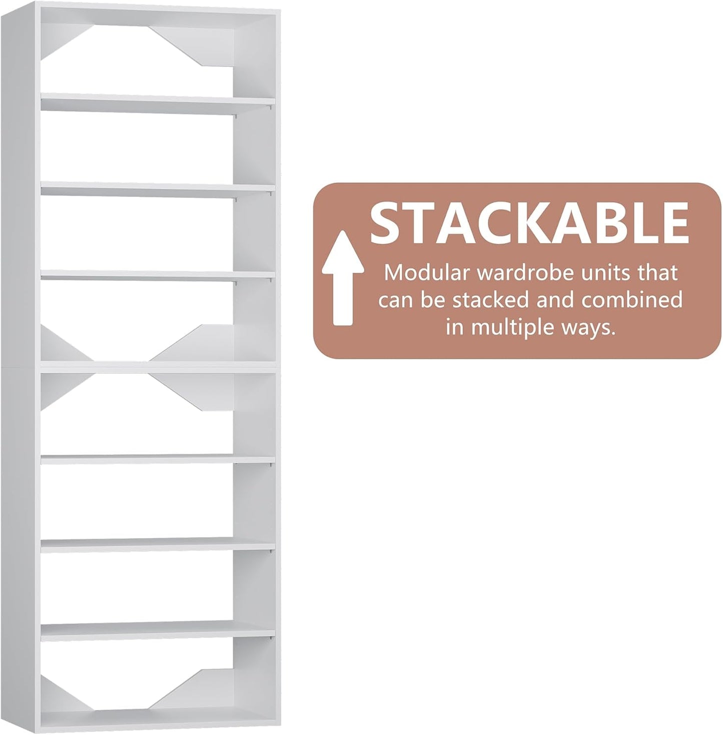 4-Drawer Stackable Storage Organizer Unit for Closet, Modular Wood Closet Storage Bins with Drawers, Closet She-lf Organizer Basket for Hanging Clothes, Wood, 25.5"W