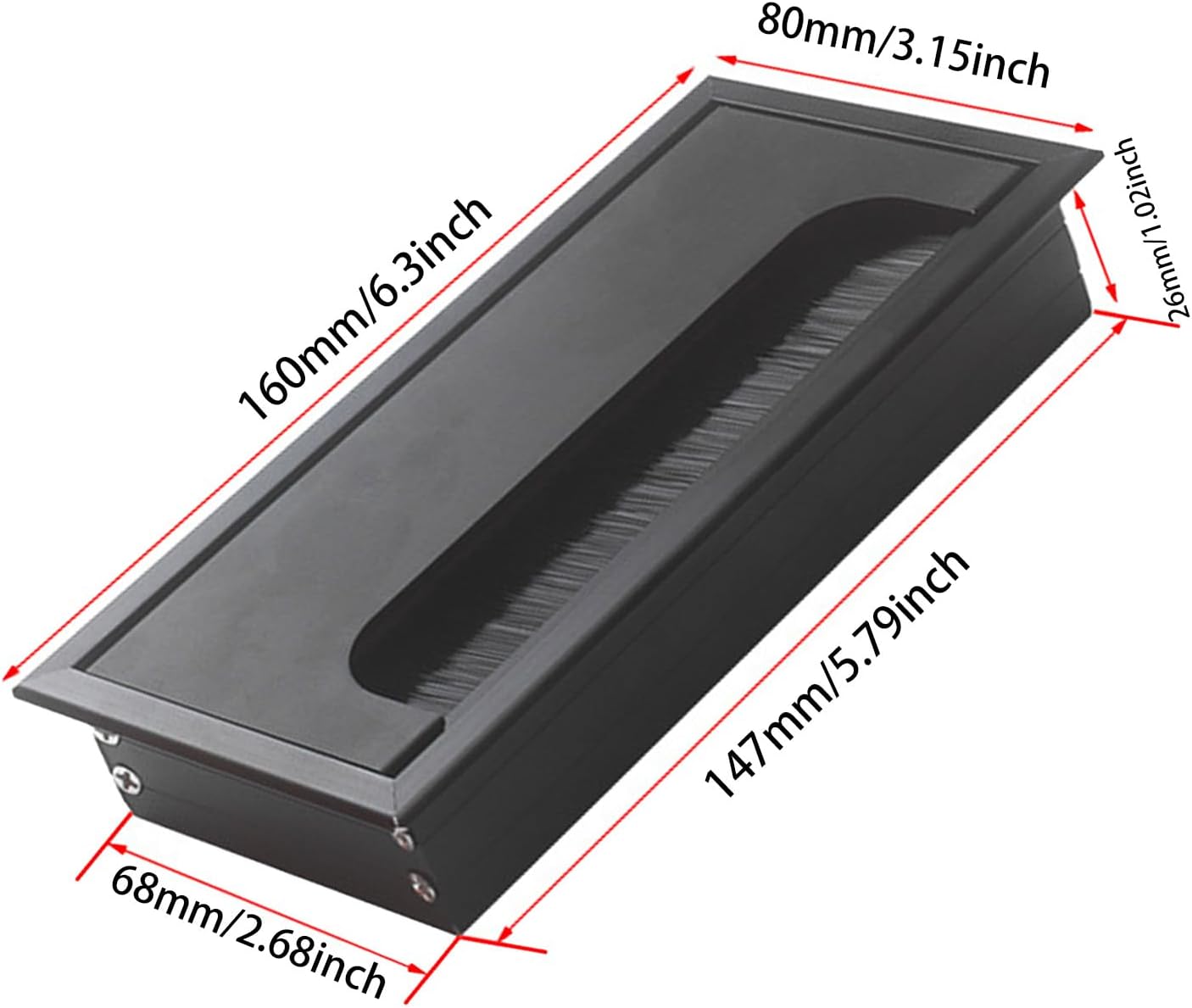 DZS ELEC Computer Desk Cable Management Aluminium Alloy Cable Box Rectangular Washer Metal Hole Cover 160x80mm Organise Office Equipment Conference Table Accessories Black