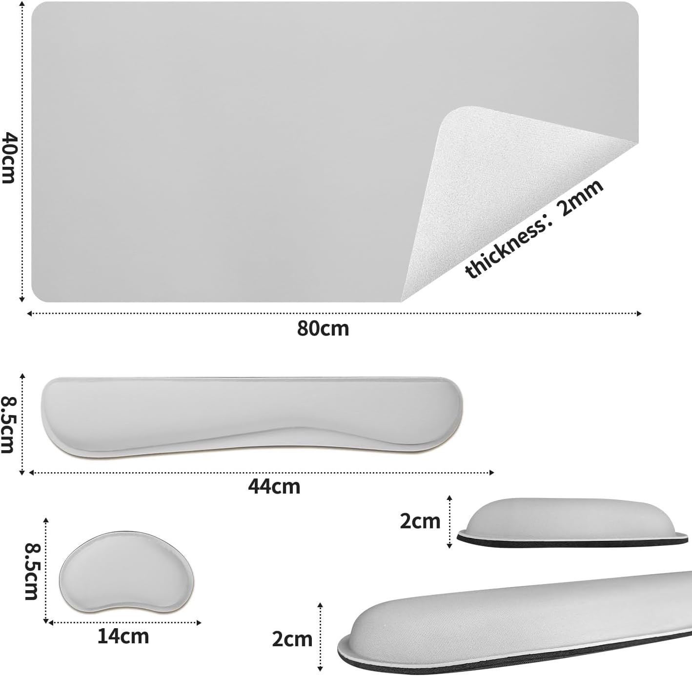Bloss Leather Desk Pad and Keyboard Wrist Rest, Large Mouse Pad + Keyboard Pad+Mouse Wrist Support, Non-Slip Desk Mat Protector for Office, Home(31.5×15.7 Inches,Beige)