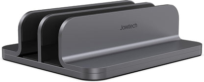 JOKItech Dual Aluminum Vertical Laptop Stand Organizer, Sturdy Notebook Computer Holder Stand Compatible with New Liquid Retina XDR Apple MacBook Air/Pro/Neo, Mac mini & iPad Pro - Black