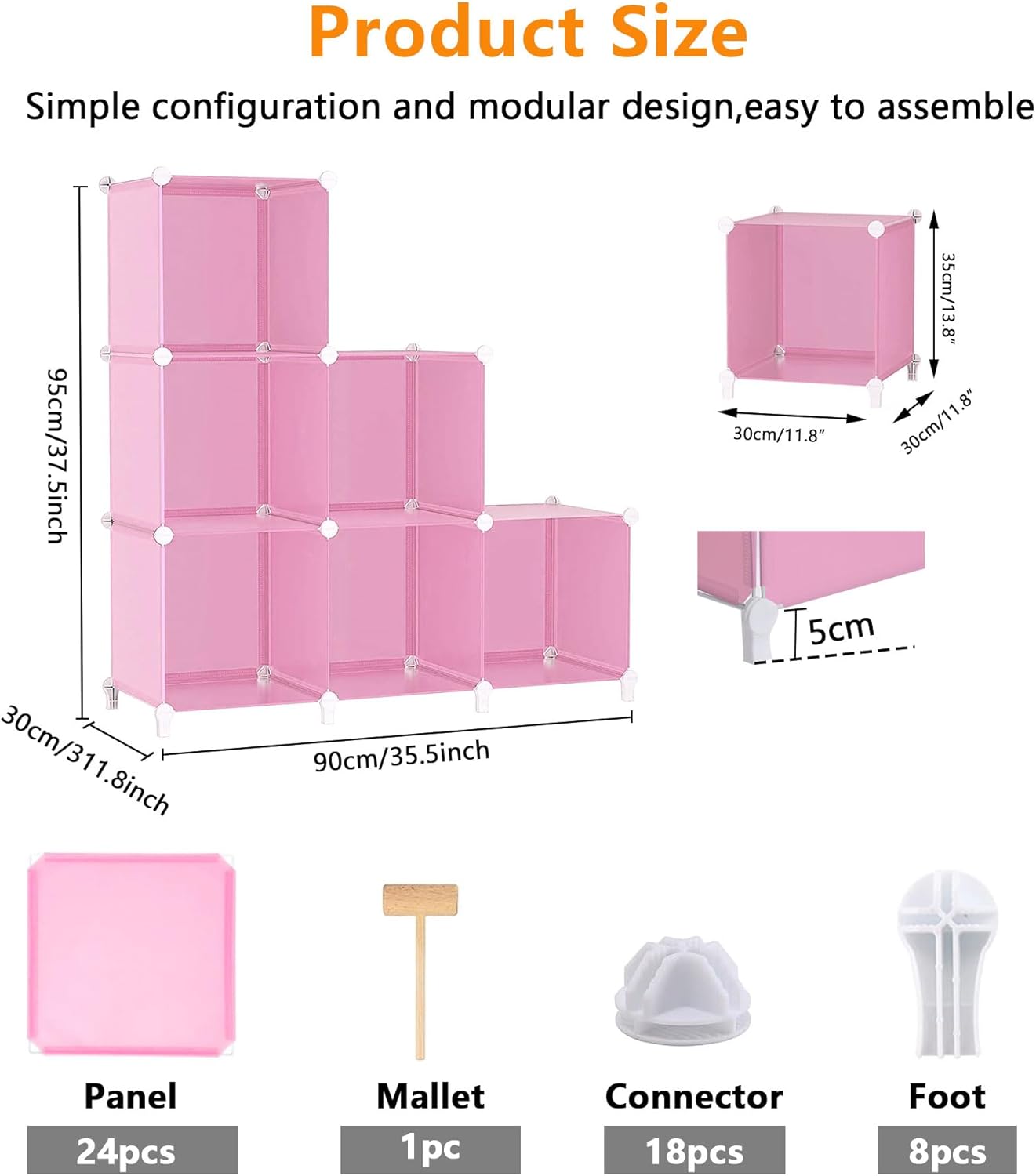 AWTATOS Cube Storage Organizer, Storage Cubes Shelves Bookshelf, 6 Cube Closet Organizers and Storage, DIY Stackable Plastic Clothes Organizer Shelving for Bedroom, Home, White