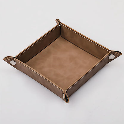 siduater Valet Tray Desktop Storage Organizer, Vegan Leather Catchall Bedside Vanity Tray Nightstand Caddy Holder for Remote Controller, Watch, Keys, Phone, Wallet, Sunglasses, Jewelry - Map