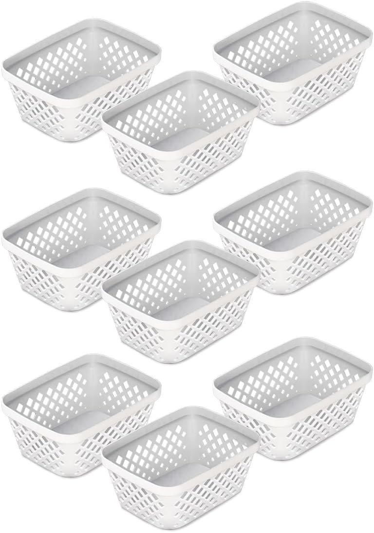 Glad Plastic Storage Basket Set - Multipurpose Drawer Trays, Kitchen Pantry Containers, and Bathroom Bins - 6 Pack Medium Organizers, Grey