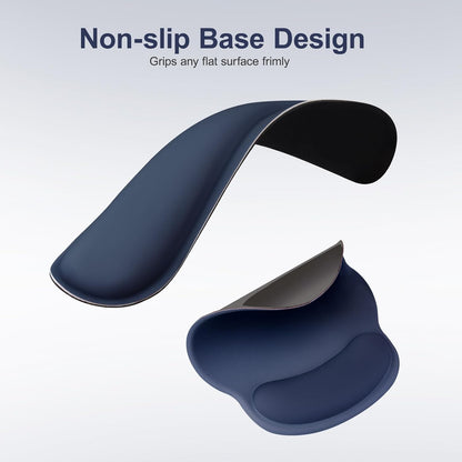 MOSISO Wrist Rest Support for Mouse Pad&Keyboard Set, Streamline Ergonomic Mousepad&Coaster Non-Slip Base Home/Office Pain Relief&Easy Typing Pad with Soft Cloth&Silicone Lining, Antique Green