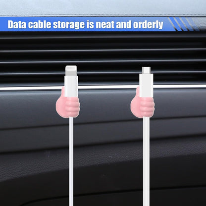 YoRise 4 PCS Mini Car Hooks, Silicone Thumb Up Cable Management, Self-Adhesive Car Key Holder, Multifunctional Wall Hanging Hook, Small Adhesive Hooks for Charging Cable Earphone (Blue)
