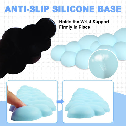 Cloud Wrist Rest for Computer Keyboard Arm Wrist Rest with Non-Slip Base Extended Wrist Rest Ergonomic Memory Foam for Keyboard and Mouse Typing Pain Relief, Office, Gaming, Computer