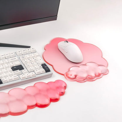 Gel Wrist Rest and Cloud Mouse Pad Support for Keyboard and Mouse - Ergonomic Pink Keyboard Wrist Pad Set for Typing Pain Relief/Computer/Laptop/Gaming/Home/Office (Cloud Shape, Gradient Blue Pink)