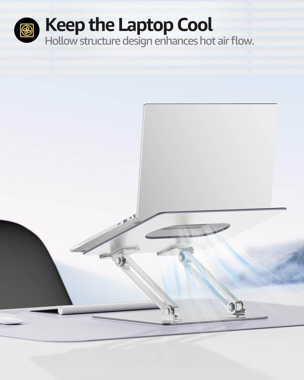 Urmust Adjustable Laptop Stand for Desk Aluminum Computer Stand for Laptop Riser Holder Notebook Stand Compatible with MacBook Air Pro Ultrabook All Laptops 11-17 inch (Black)