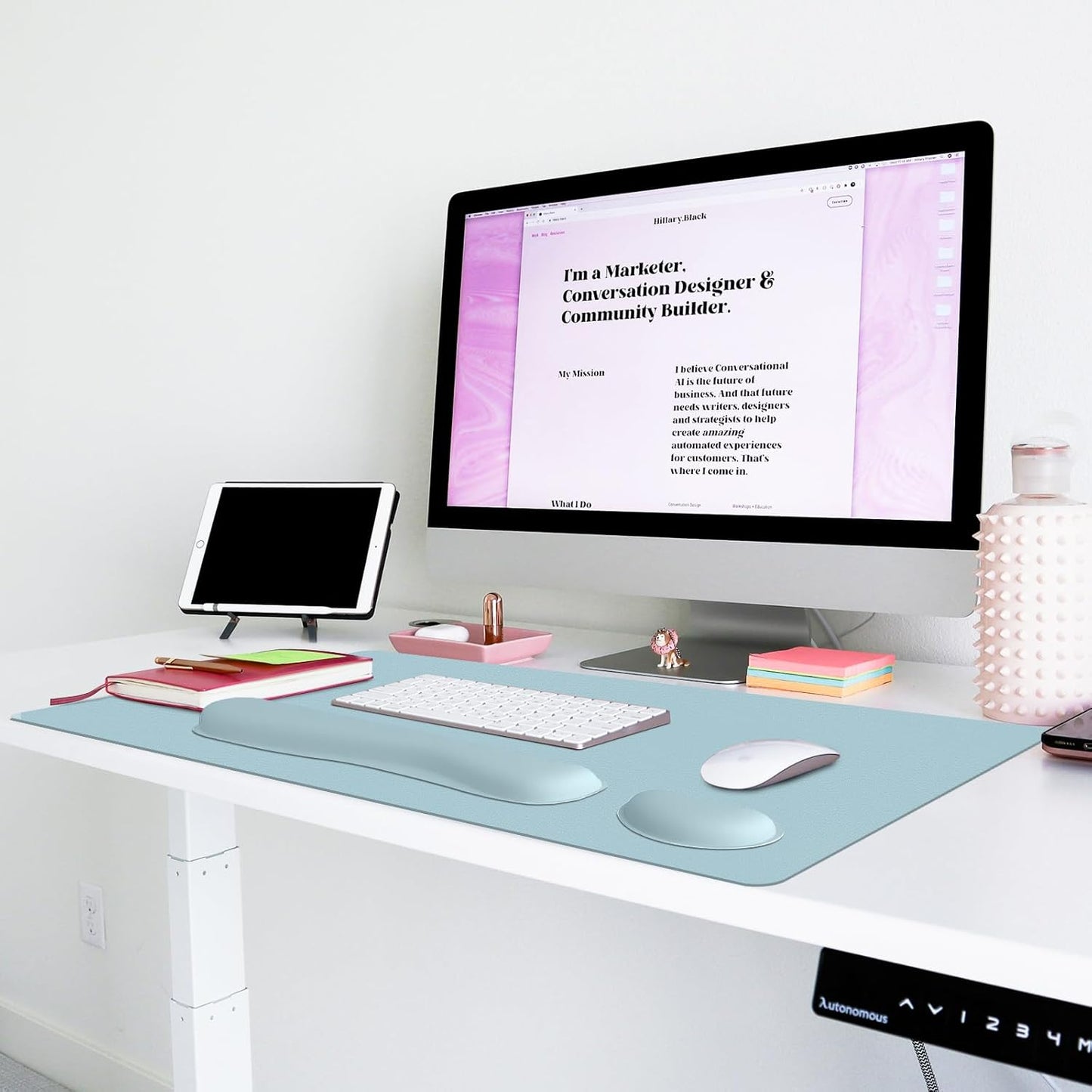 Mouse Pad and Keyboard Wrist Rest, 3-in-1 Large Keyboard and Mouse Pad Set, Ergonomic Wrist Rest for Computer Keyboards, Non-Slip Desk Mat Protector for Women (Purple Pink, 31.5" X 15.7")