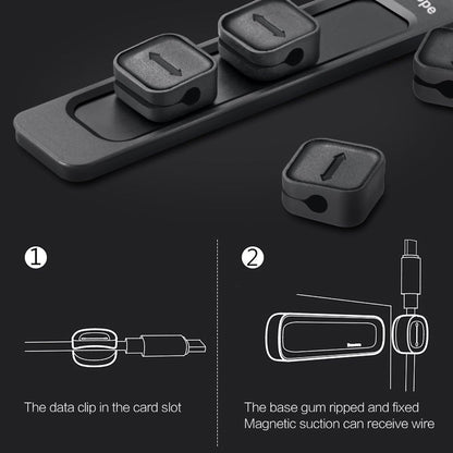 Magnetic Cable Organizer, Desktop Cable Holder Multipurpose with 8 Clips, Magnetic Cable Clips Organizer, Cord Management for All Wires (2 Pack, Black and White)