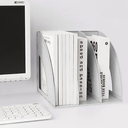 SAYEEC Magazine Holder Sturdy Binder Holder Desk File Sorter Plastic File Folder Organizer Stand Book Shelf Dividers Vertical Storage Rack Desktop Bookshelf Display Box for Office School Home (Black)