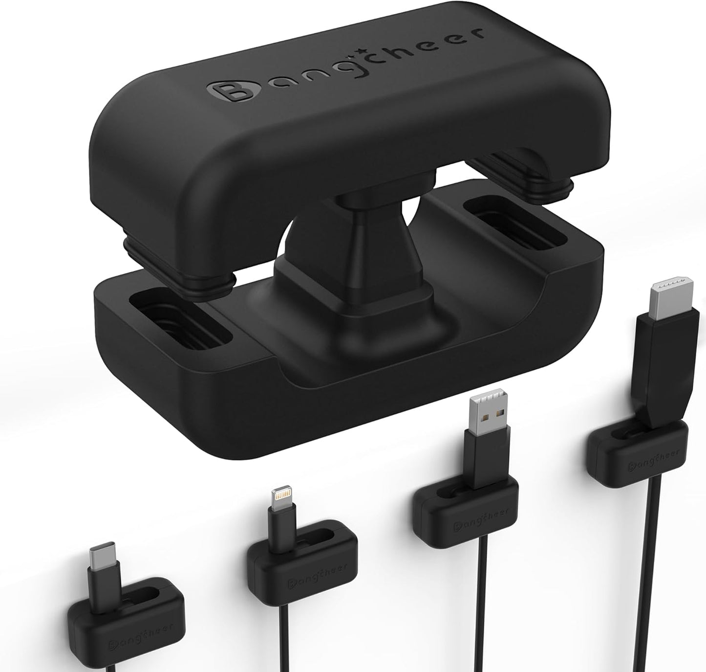 8 Pack Dual-Slot Silicone Cord Cable Clips with Strong Nano Adhesive Cable Organizer Press-to-Lock Design Desktop Wire Management for Home, Office, Car, Desk, Nightstand (White-8Pack)