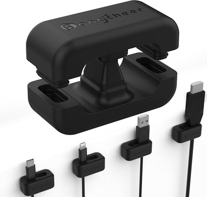 8 Pack Dual-Slot Silicone Cord Cable Clips with Strong Nano Adhesive Cable Organizer Press-to-Lock Design Desktop Wire Management for Home, Office, Car, Desk, Nightstand (White-8Pack)