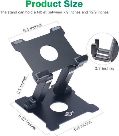 KABCON Quality Tablet Stand,Adjustable Foldable Eye-Level Aluminum Solid Up to 15-in Tablets Holder for Microsoft Surface Series Tablets,iPad Series,Samsung Galaxy Tabs,Amazon Kindle Fire,Etc.Silver