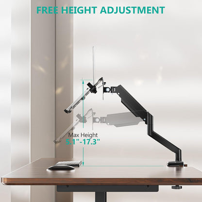 WALI Laptop Desk Mount, Single Monitor Arm with Laptop Holder, Adjustable Height Laptop Arm Mount for Desk, Fits 17” Notebook and 34” Monitors, Up to 22-26.4Lbs (GSMP001LPN), Black