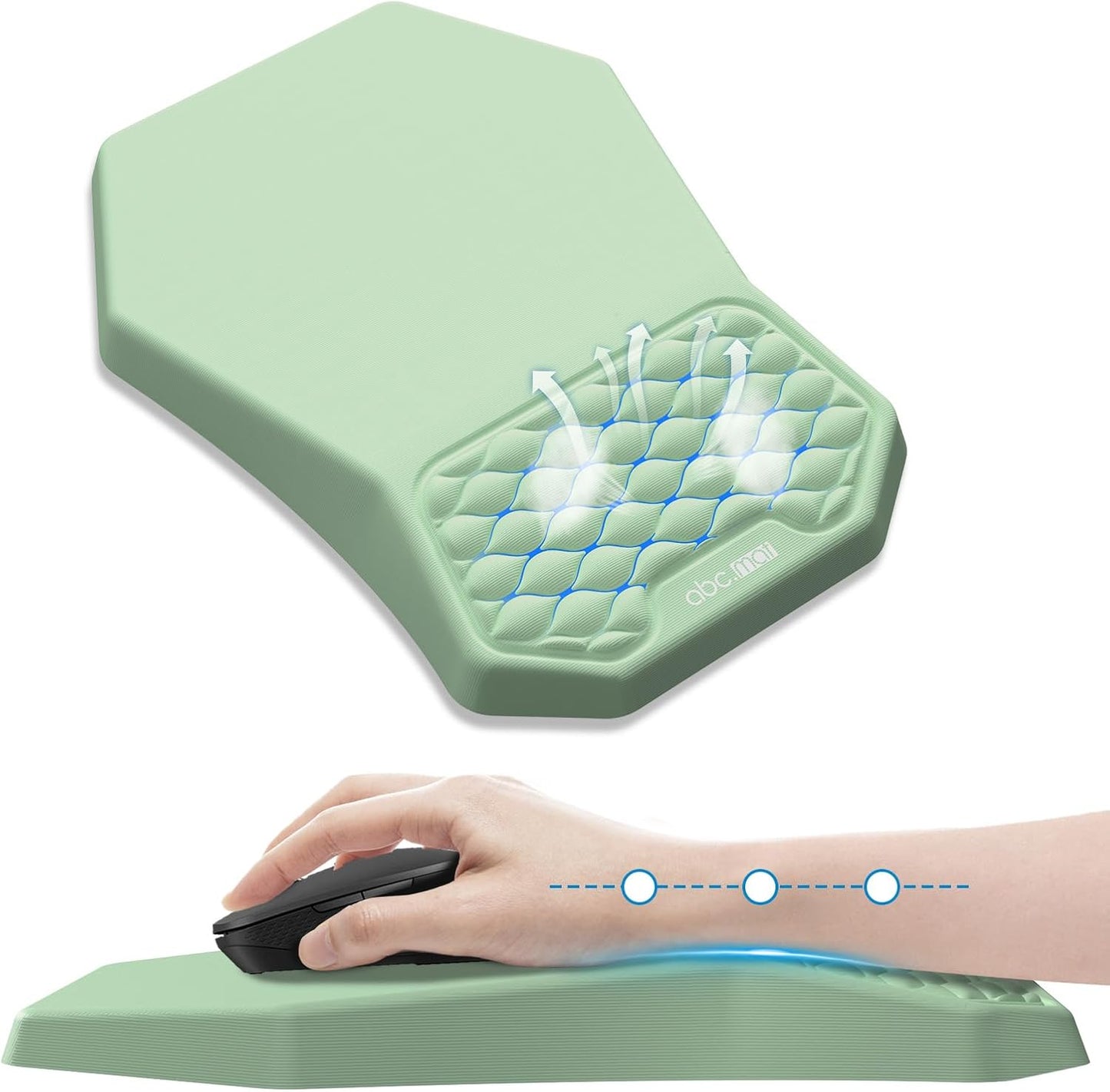 Ergonomic Mouse Pad and Keyboard Wrist Rest Support Set, Massage Design Mousepad for Carpal Tunnel Pain Relief, Memory Foam, Non-Slip PU Base for Computer Desk, Baby Blue