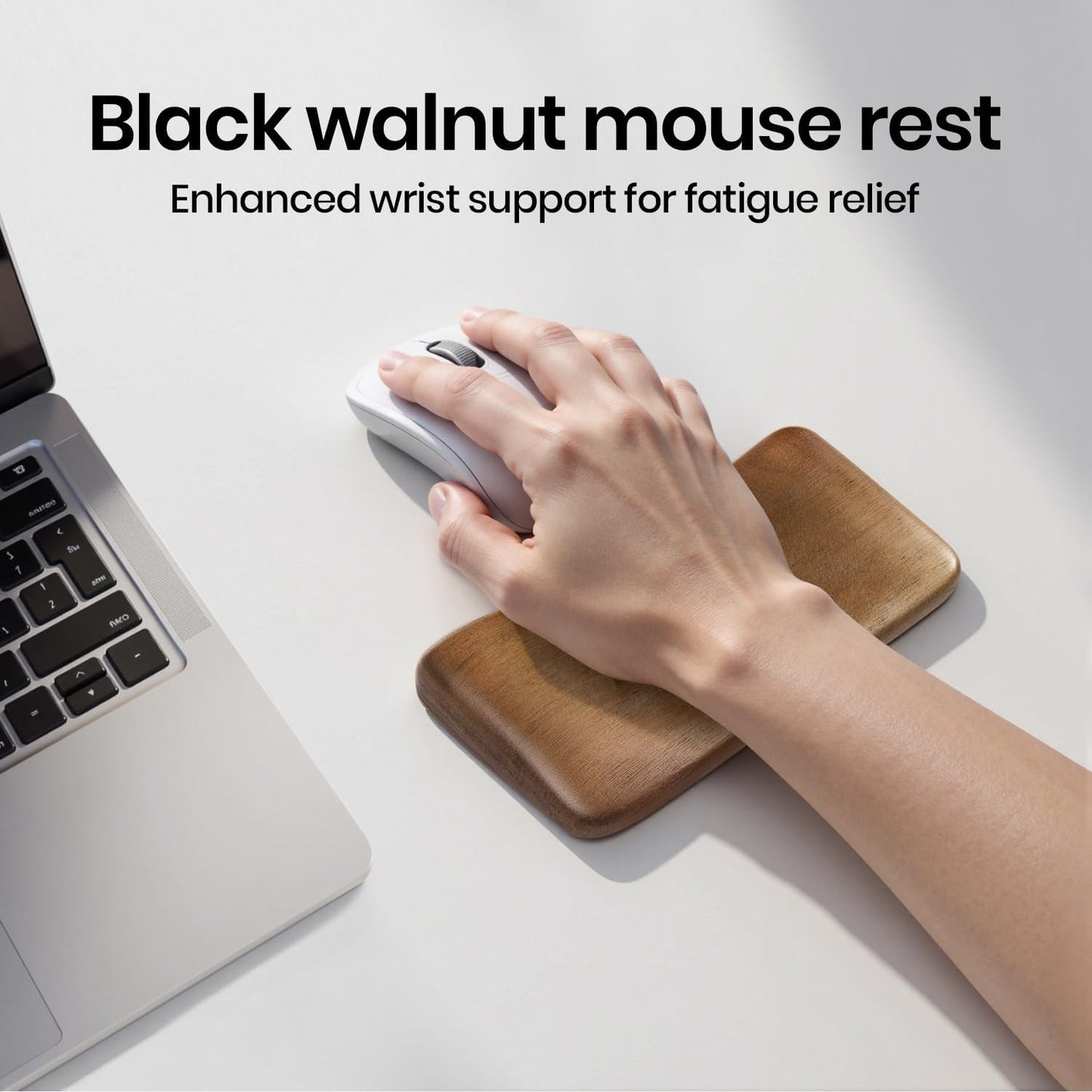 Walnut Wooden Wrist Rest for Mechanical Keyboard, Ergonomic Design for Wrist Pain Relief, Smooth No Odor and Easy to Clean, Support Wrist to Coding Typing and Playing (for 104 Key)