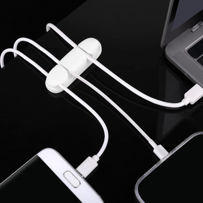 WLLHYF Cable Clips 3PCS Cord Wire Organizer Cable Management Holders 4 Hole Silicone Cable Harness USB Charging Accessory Cable Holder for Office and Home Desk (Black)