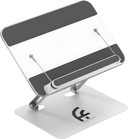 Amazon BESIGN Acrylic Book Stand for Reading, Adjustable Holder with Rotating Base & Page Clips, Foldable Desktop Stand for Textbooks, Cookbooks, Laptops, Tablets, Music Sheets, Recipes