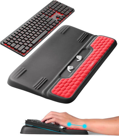 Vaydeer Wrist Rest with Keyboard Stand, Computer Wrist Support Pad, Ergonomic Keyboard Riser Holder Lift Tray with Wrist Pad, Soft Memory Foam Desk Cushion, Palm Hand Typing for Office Home Gift-Blue
