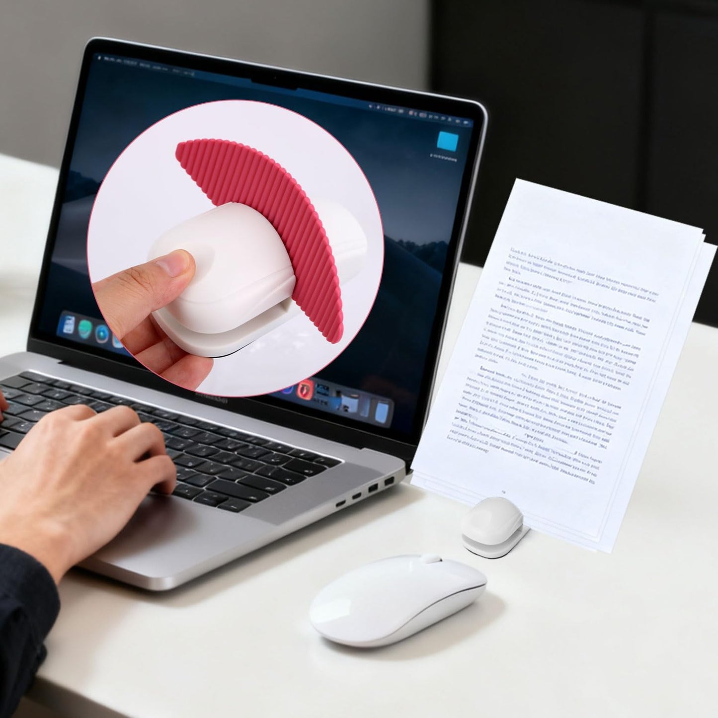 3pcs Paper Holder Stands for Typing, Portable Document Holder with Non-Slip Base Desktop Clamp for A4 Paper Office Reading (White, Blue, Red)