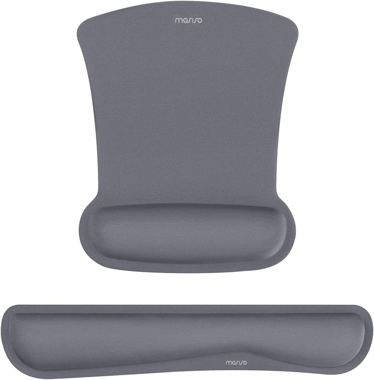 MOSISO Wrist Rest Support for Mouse Pad & Keyboard Set, Ergonomic Mousepad Non-Slip Base Home/Office Pain Relief & Easy Typing Cushion with Neoprene Cloth & Raised Memory Foam, Apricot
