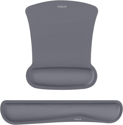 MOSISO Wrist Rest Support for Mouse Pad & Keyboard Set, Ergonomic Mousepad Non-Slip Base Home/Office Pain Relief & Easy Typing Cushion with Neoprene Cloth & Raised Memory Foam, Apricot